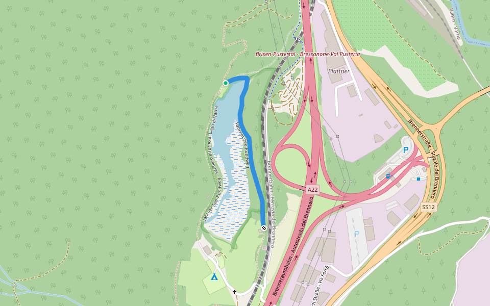 Vahrner-See-Rundweg walking route map in Zona Industriale