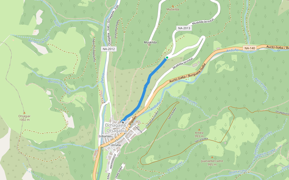 Camino de las Oiarzegias walking route map in Ochagavía