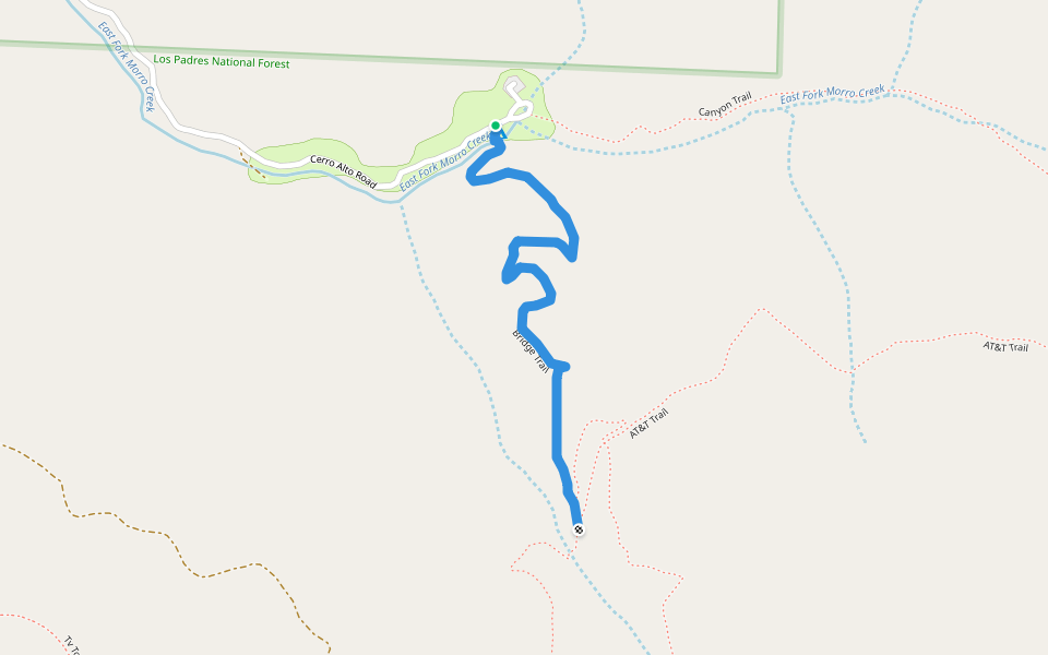 Bridge Trail walking route map in Atascadero