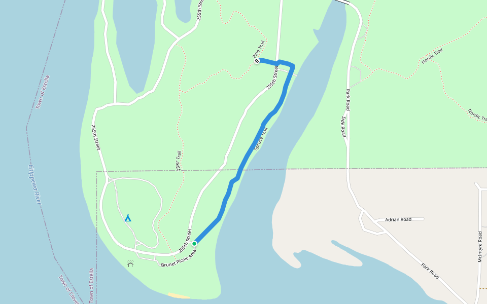 Spruce Trail walking route map in Cornell
