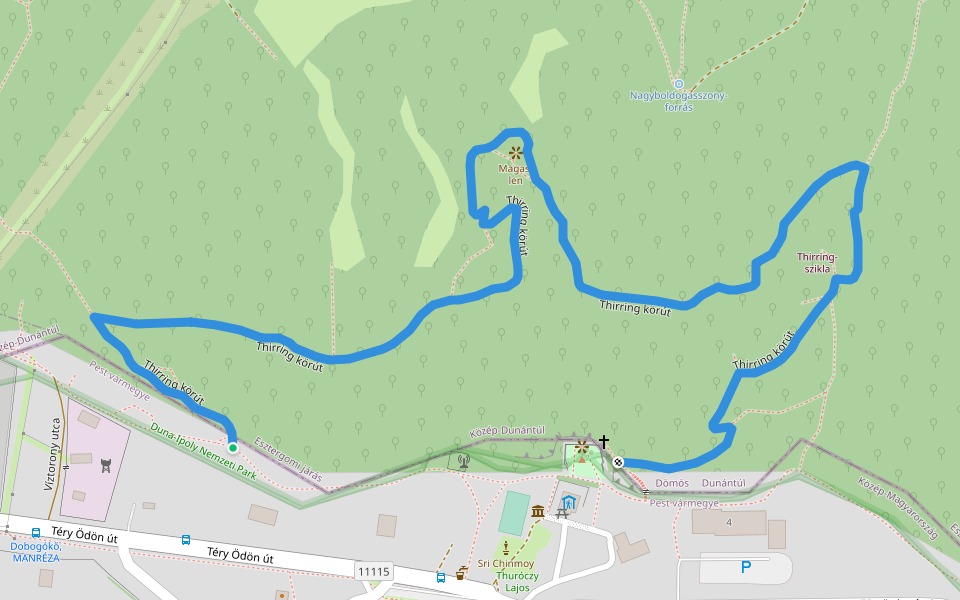 Thirring körút walking route map in Pilisszentkereszt