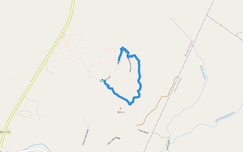 Indiangrass Trail walking route map in Meadowlakes