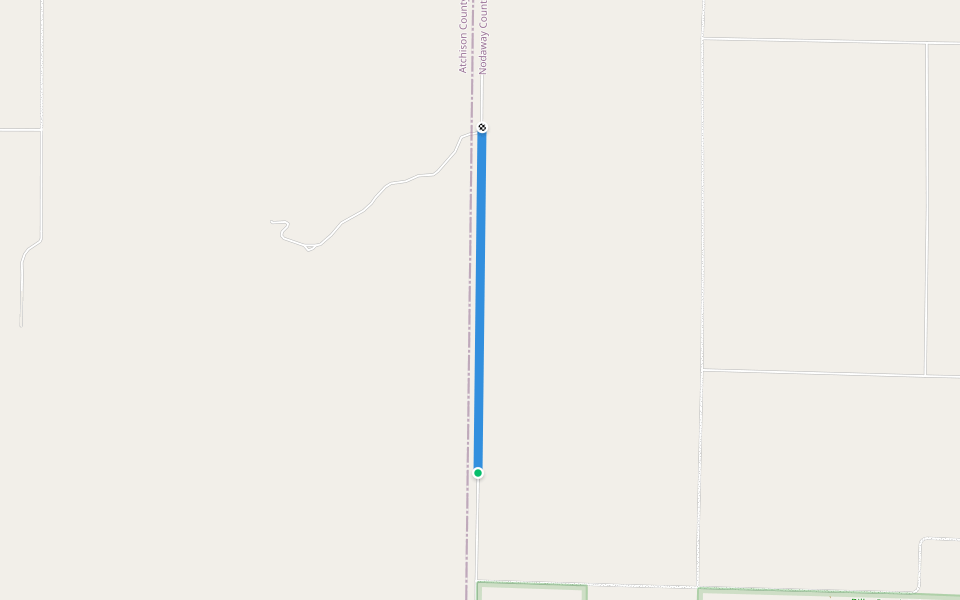 Nodaway Atchison Road walking route map in Burlington Junction