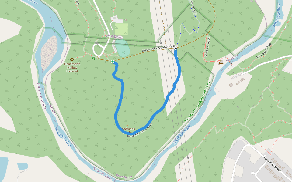Deadmans Knob Track walking route map in Trevallyn