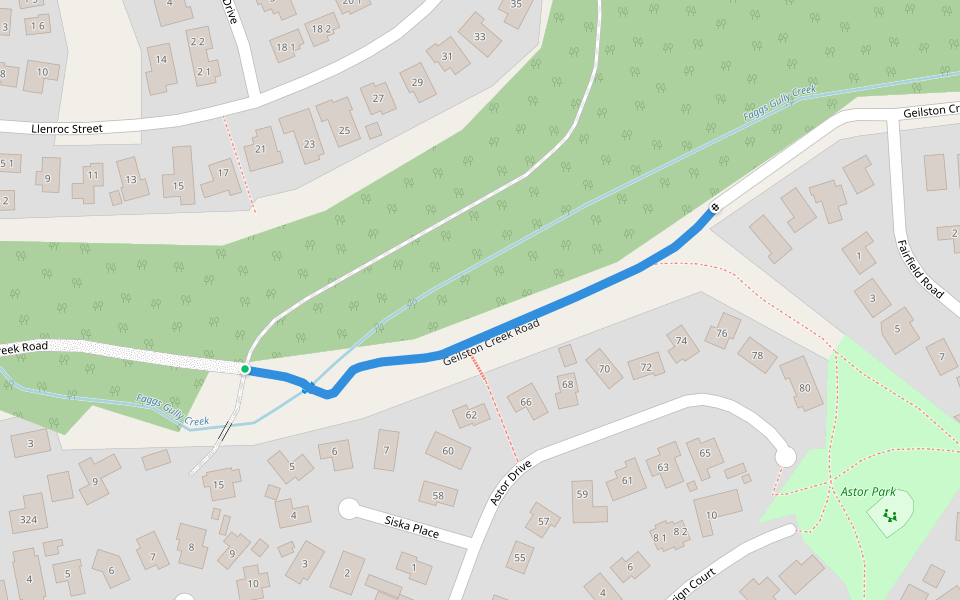 Geilston Creek Road walking route map in Geilston Bay