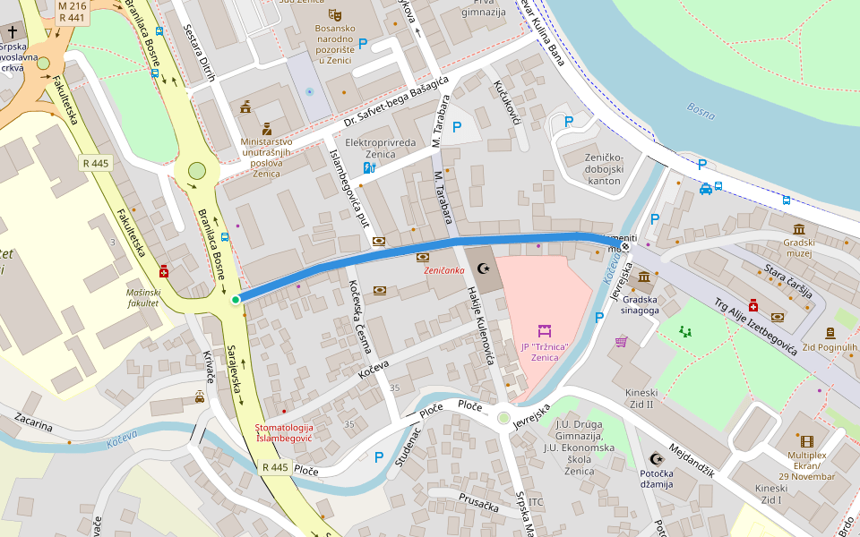 Maršala Tita walking route map in Zenica