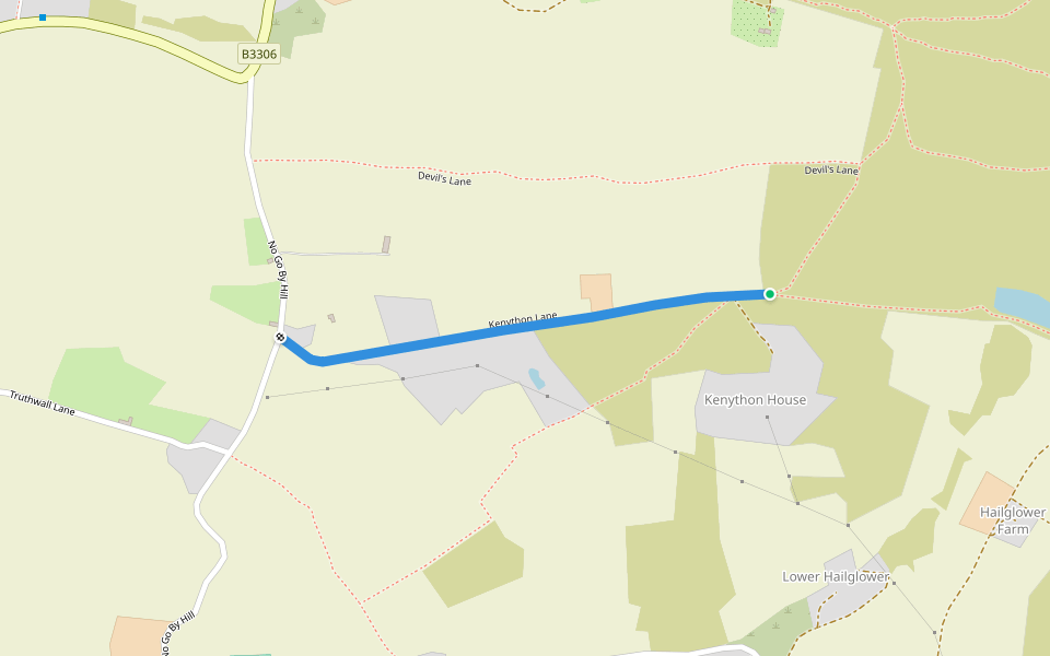 Kenython Lane walking route map in Saint Just