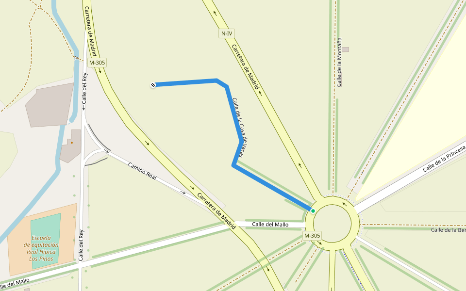 Calle de la Casa de Vacas walking route map in Aranjuez