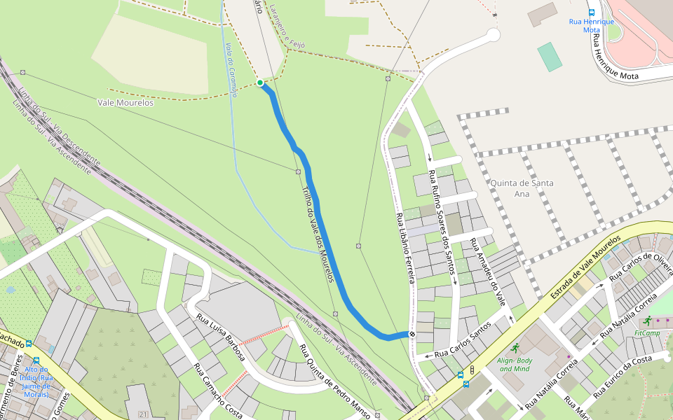 Trilho do Vale dos Mourelos walking route map in Sobreda