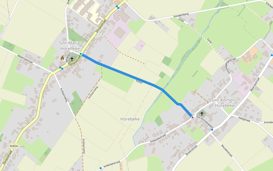 Ketse walking route map in Horebeke