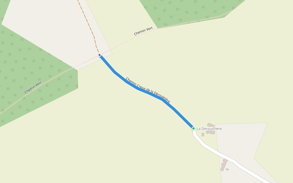 Chemin Creux de la Dèrouinière walking route map in Baugé en Anjou