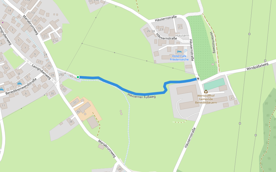 Häuserner Fußweg walking route map in Benediktbeuern