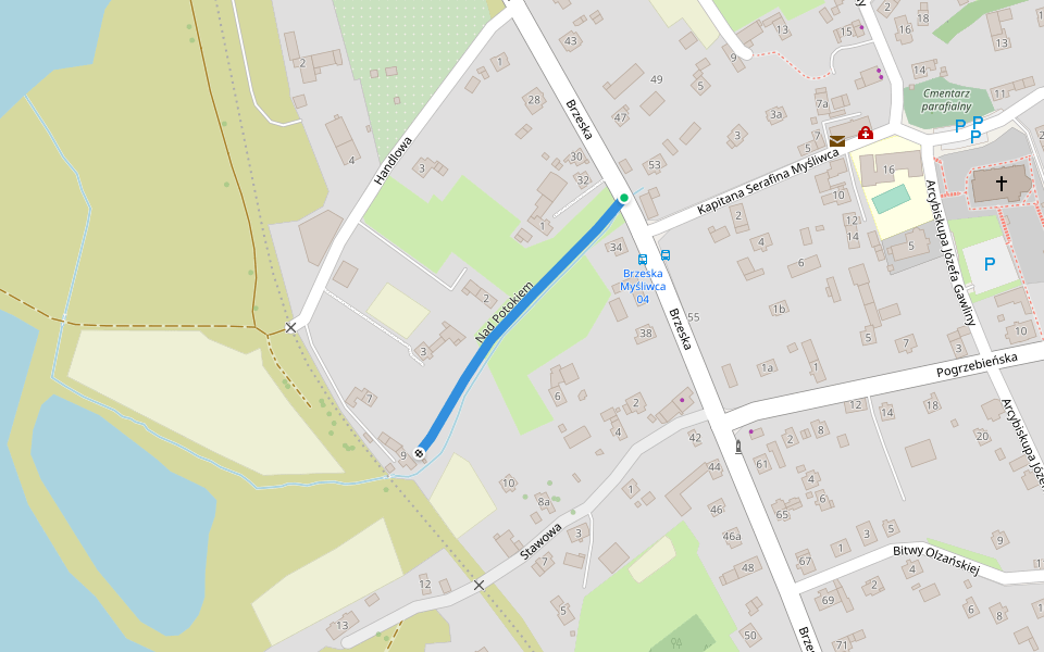 Nad Potokiem walking route map in Racibórz