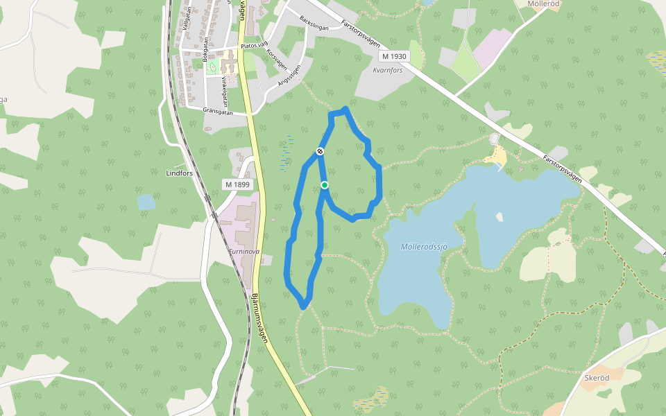 Motionsspår walking route map in Bjärnum