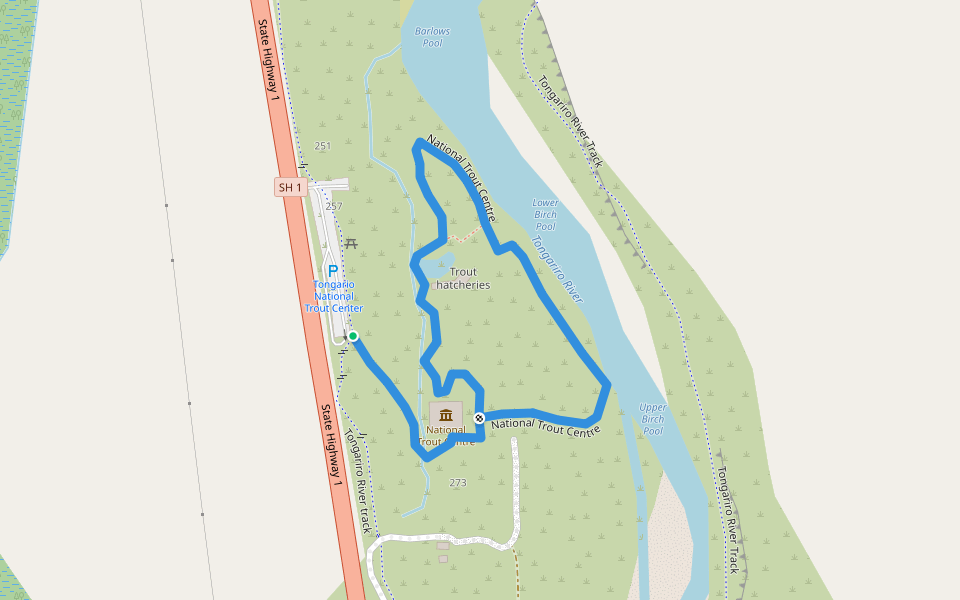 National Trout Centre walking route map in Rangipo