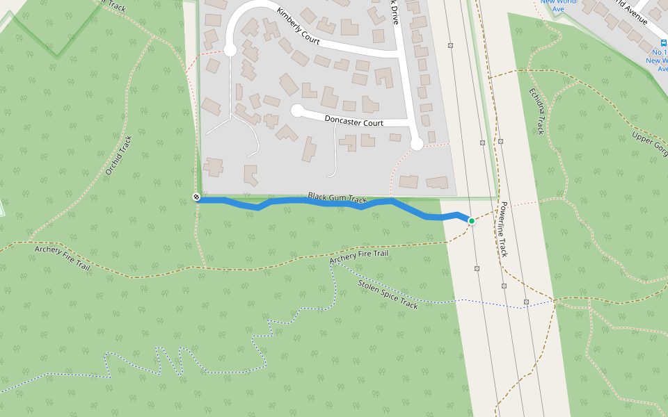 Black Gum Track walking route map in Trevallyn
