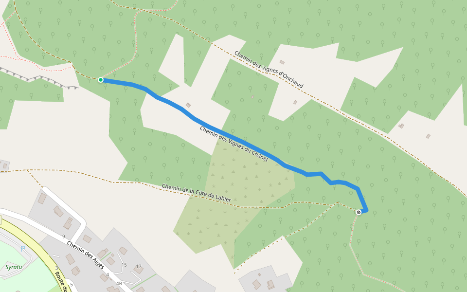 Chemin des Vignes du Chânet walking route map in Ornans