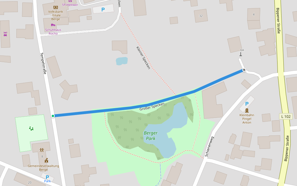 Großer Specken walking route map in Berge