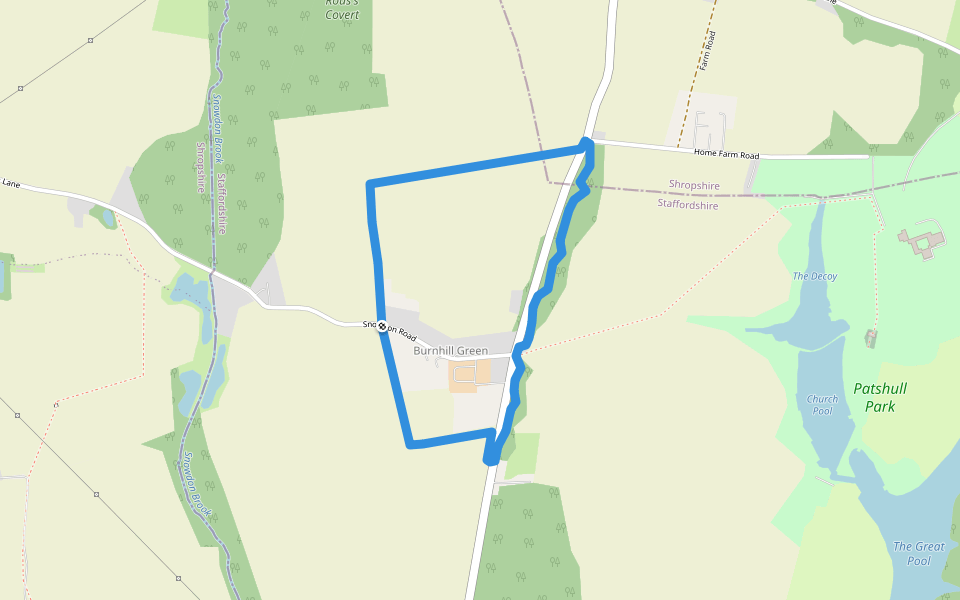 Millenium Walk walking route map in Burnhill Green