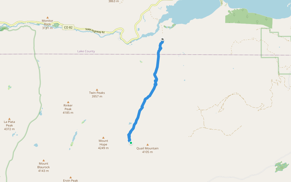Willis Gulch Trail 1470 walking route map in Buena Vista