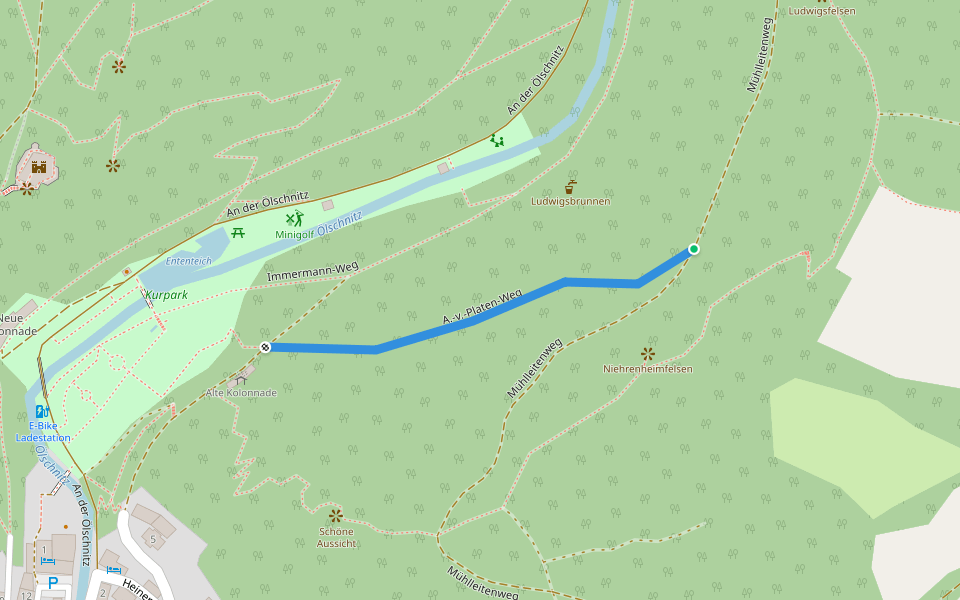 A.-v.-Platen-Weg walking route map in Bad Berneck im Fichtelgebirge