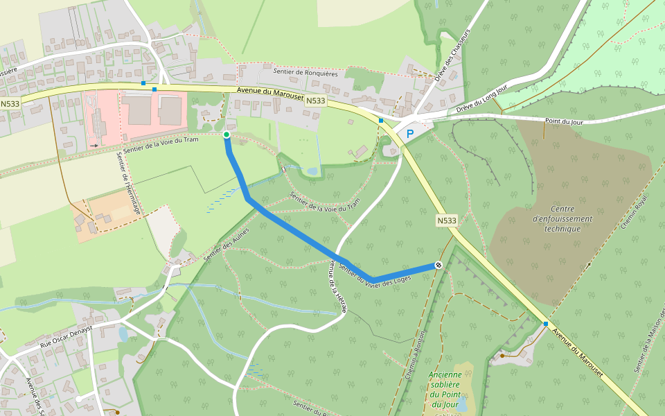 Sentier du Vivier des Loges walking route map in Braine-le-Comte