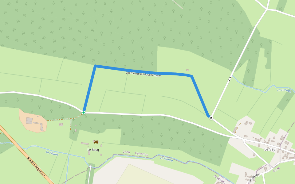 Chemin de la Mouchetterie walking route map in La Hoguette