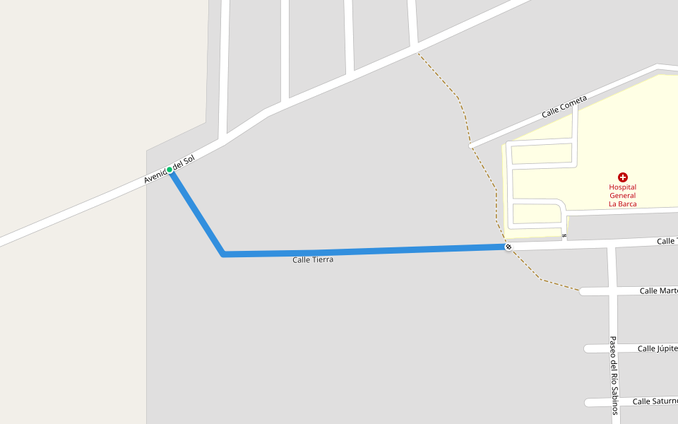 Calle Tierra walking route map in La Barca
