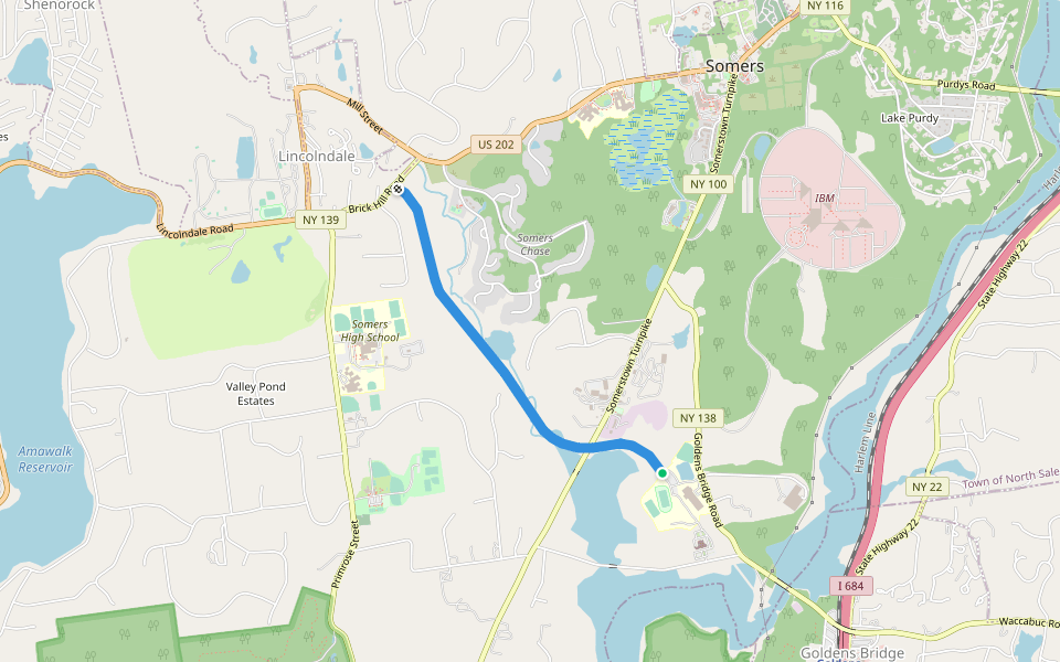 Kennedy Rail Trail walking route map in Goldens Bridge