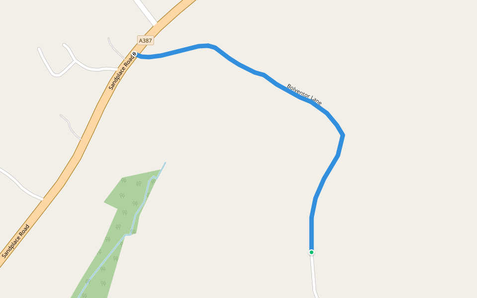 Bolventor Lane walking route map in No Man's Land