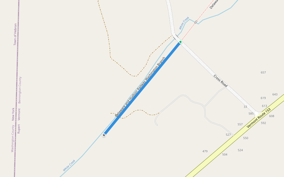 Delaware and Hudson Railway Washington Branch walking route map in Rupert