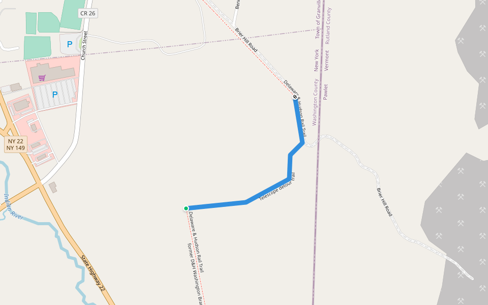 Telescope detour trail walking route map in Granville