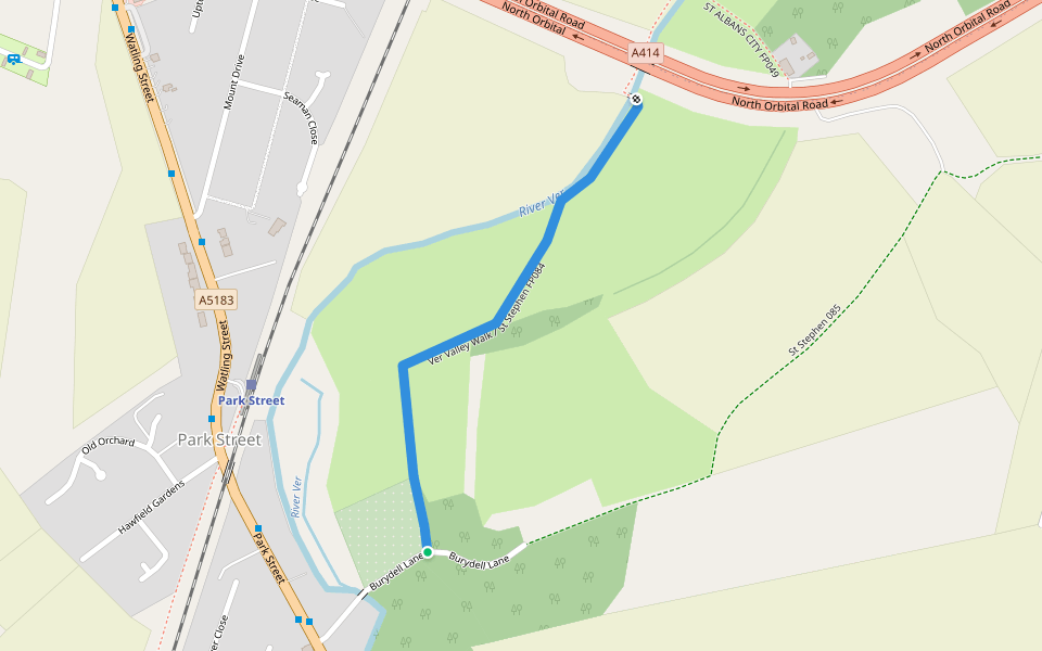 Ver Valley Walk / St Stephen FP084 walking route map in Park Street