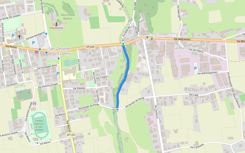 Sentiero Natura lungo il Rù walking route map in San Zenone degli Ezzelini