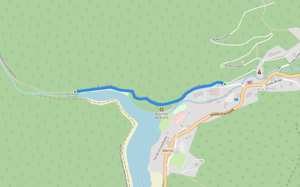 Tur Lac (Cruce Roșie) walking route map in Lacu Roșu