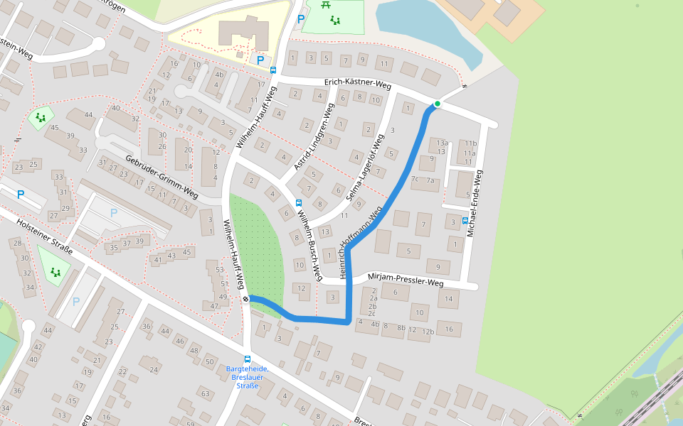 Heinrich-Hoffmann-Weg walking route map in Bargteheide