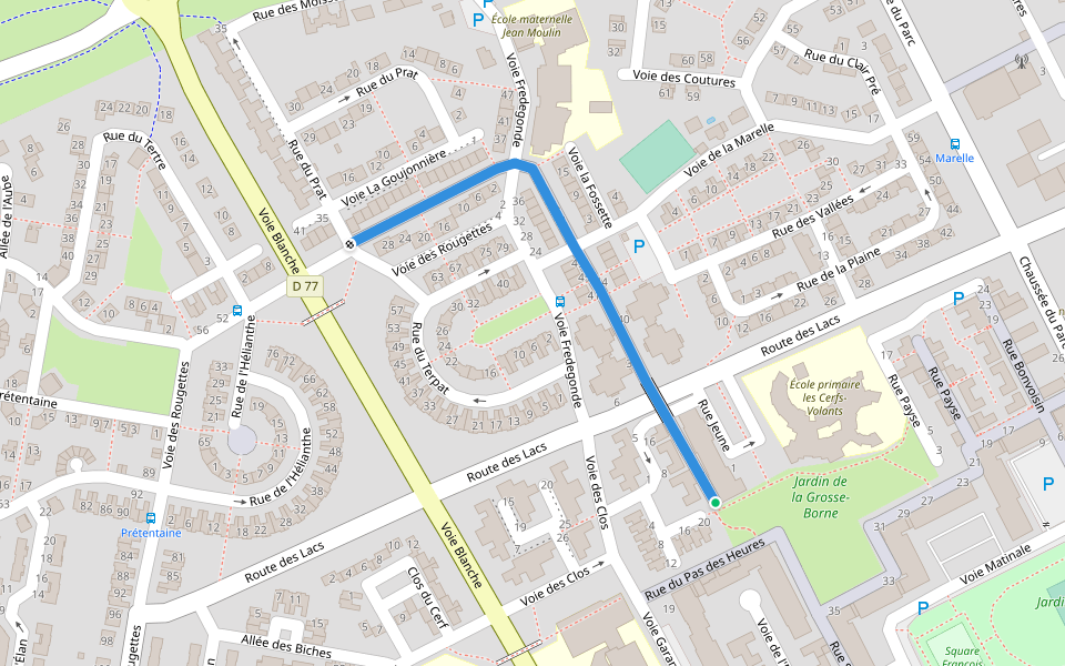 Rue Boréale walking route map in Val-de-Reuil