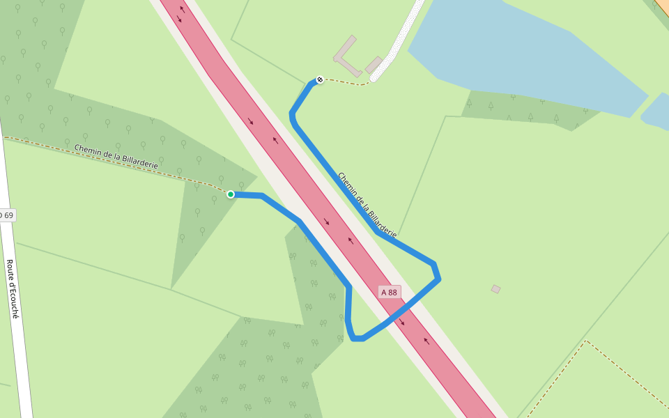 Chemin de la Billarderie walking route map in La Hoguette