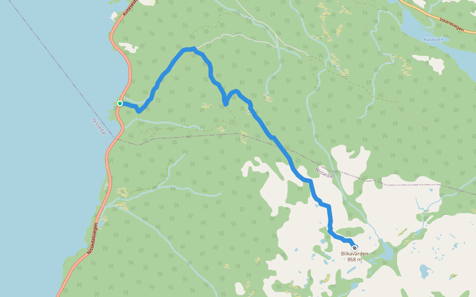 Blikktoppen walking route map in Steane