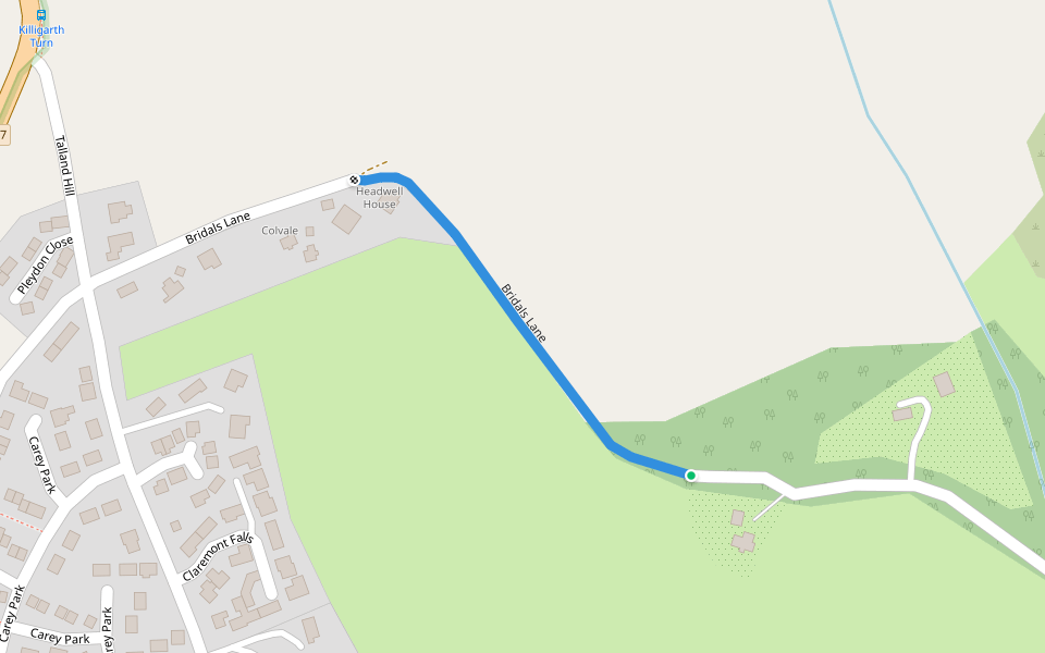 Bridals Lane walking route map in Killigarth