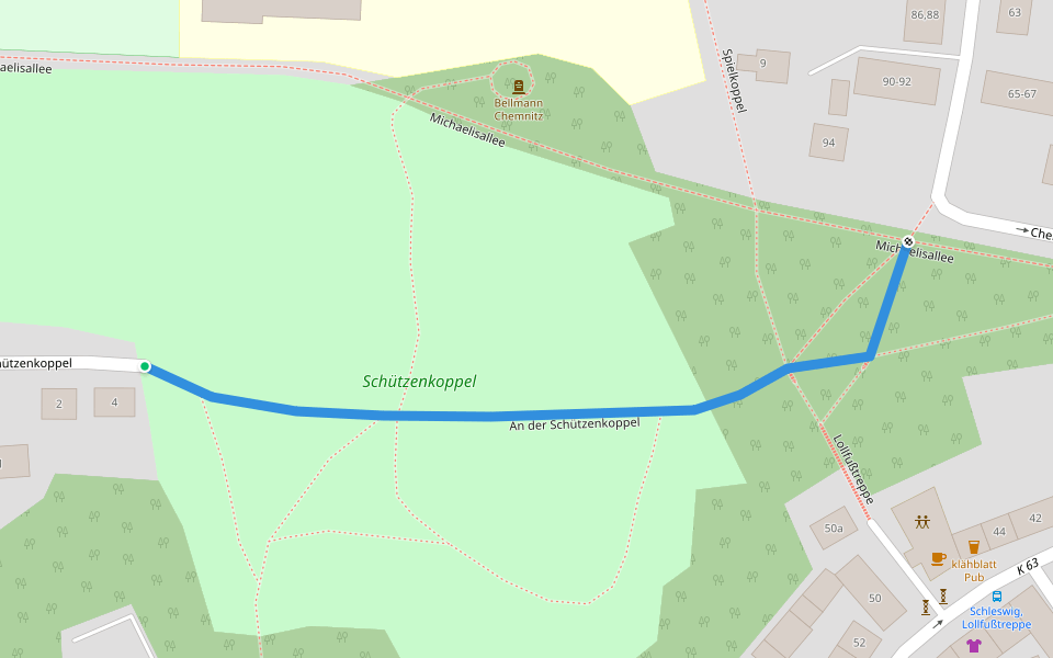 An der Schützenkoppel walking route map in Schleswig