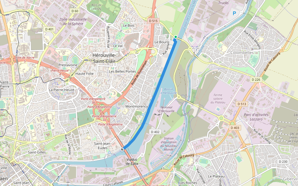Voie verte Caen-Ouistreham walking route map in Hérouville-Saint-Clair