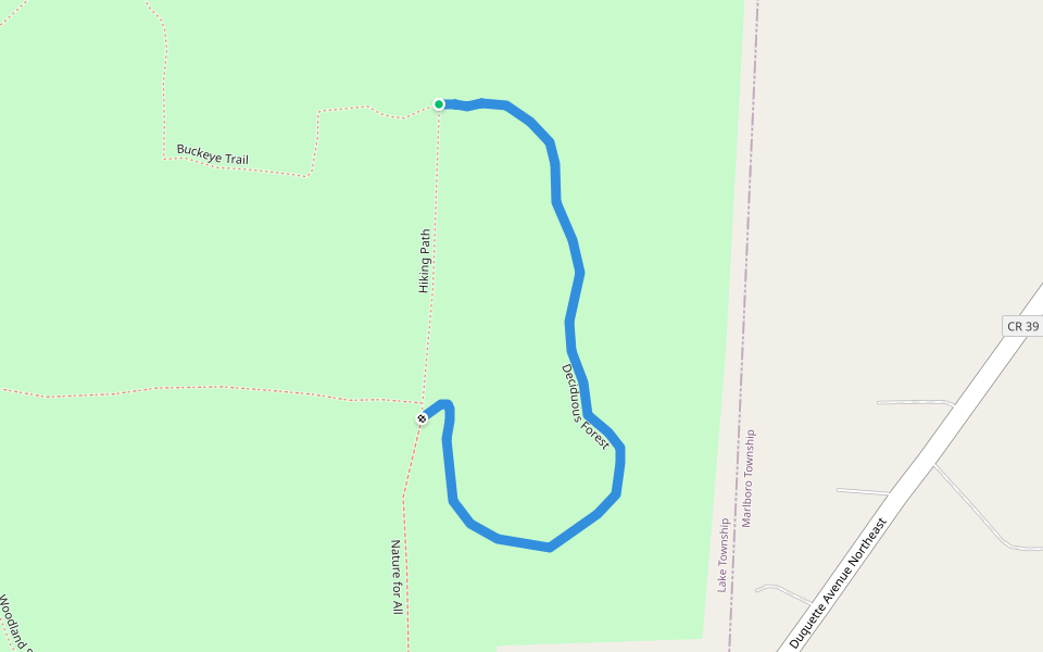 Deciduous Forest walking route map in Hartville