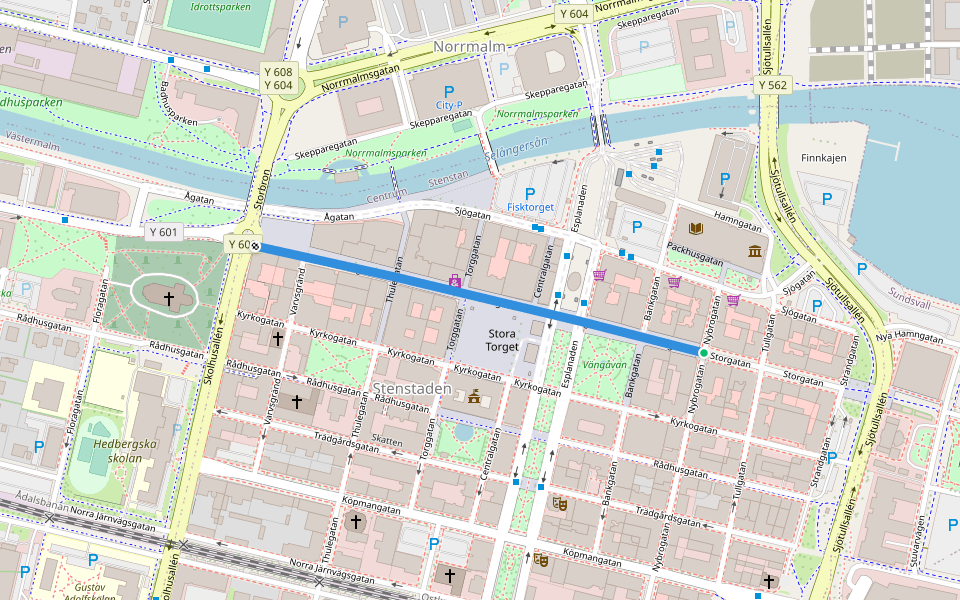 Storgatan walking route map in Rödvattnet