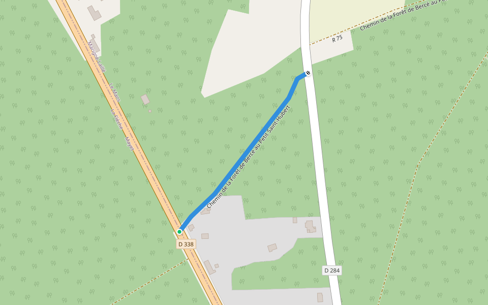 Chemin de la Forêt de Bercé au Petit Saint-Hubert walking route map in Marigné-Laillé