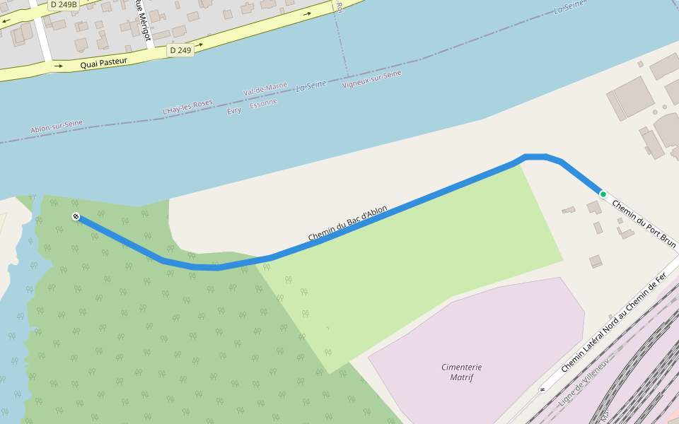 Chemin du Bac d'Ablon walking route map in Vigneux-sur-Seine