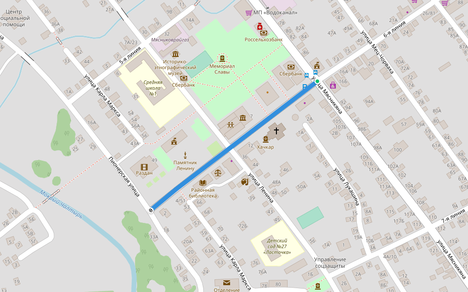 6-я линия walking route map in Chaltyr'