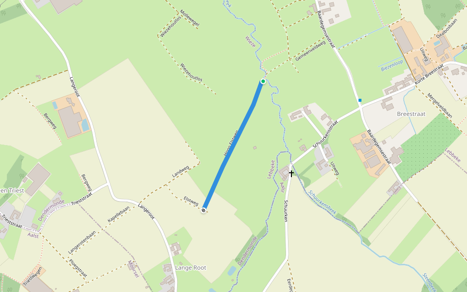 Hoog Elstweg walking route map in Lebbeke