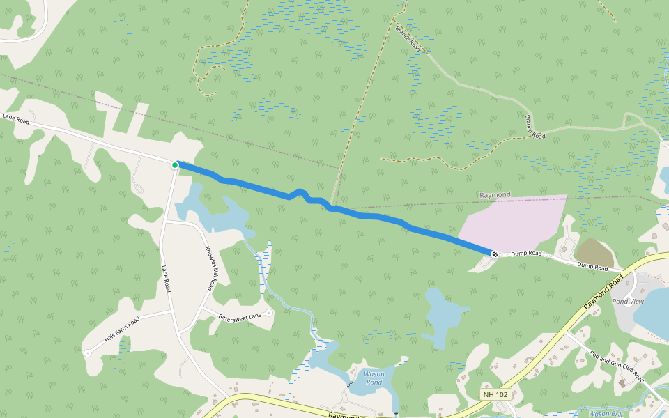 Dump Road walking route map in Chester