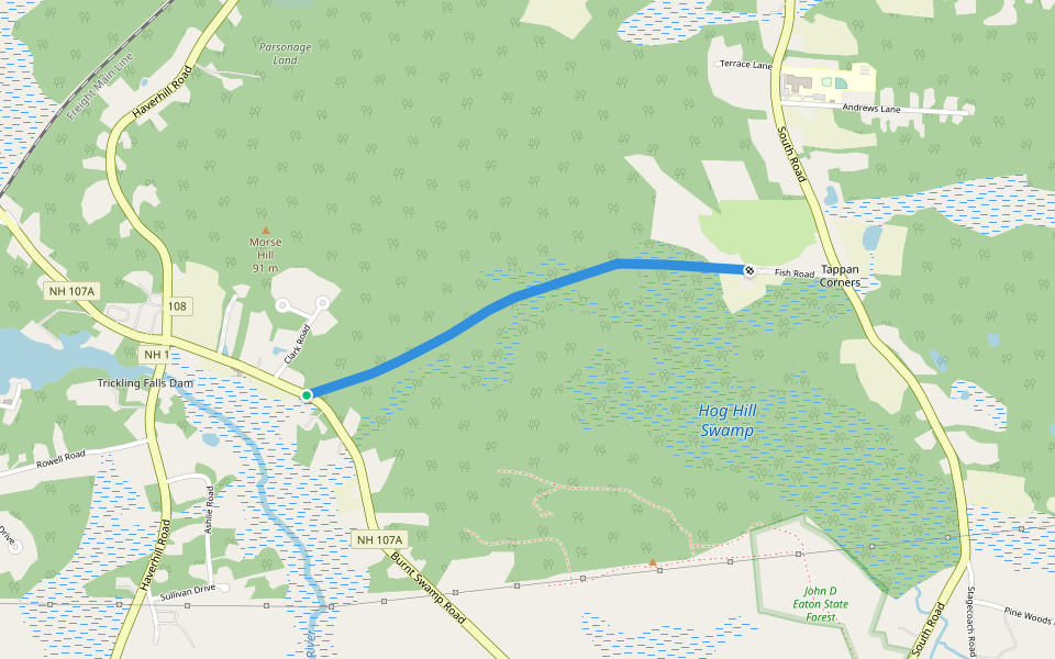 Fish Road walking route map in East Kingston